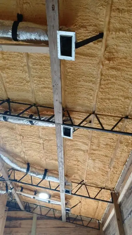 Duct register installed in a spray foam attic in the Savannah area